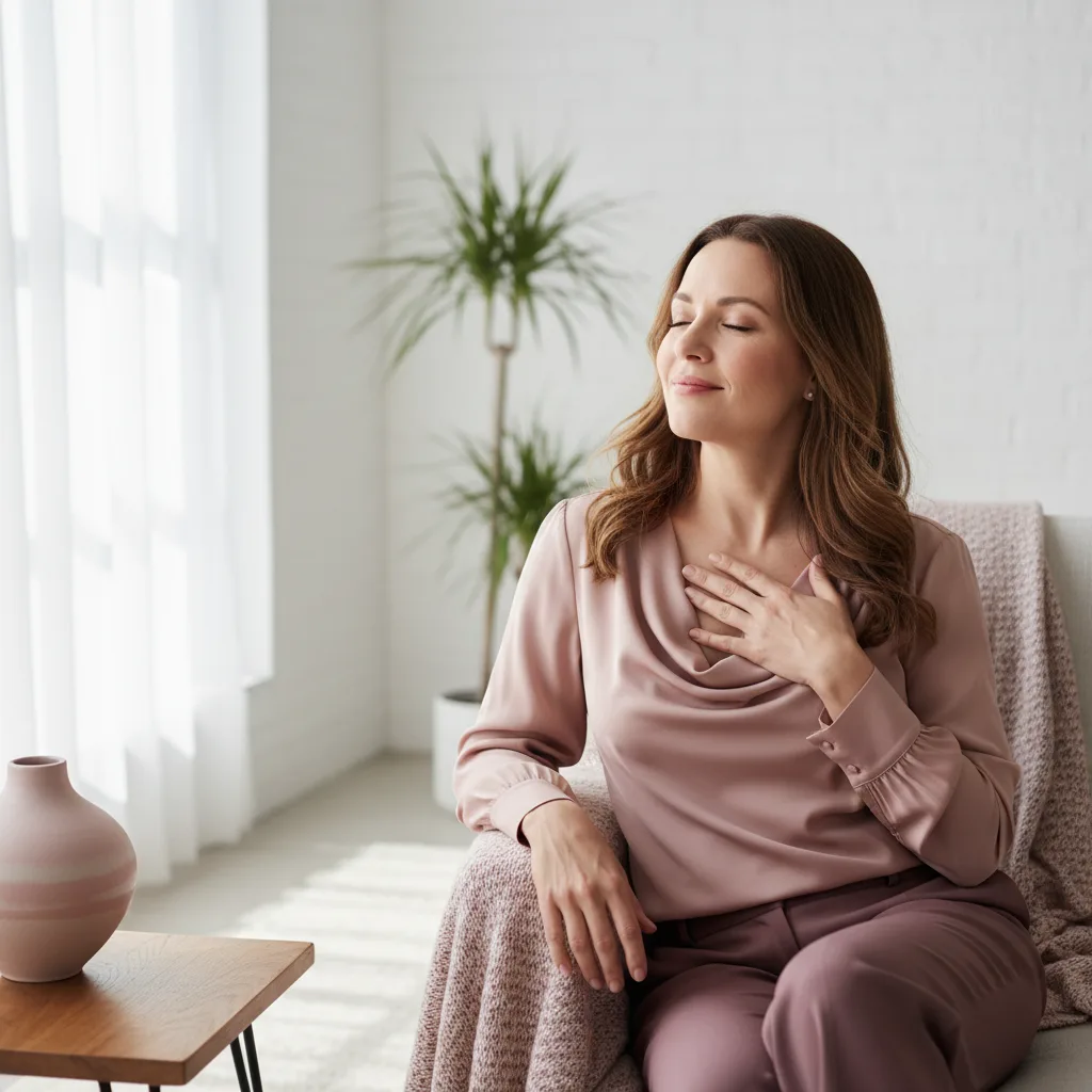 Woman in calm, centred state